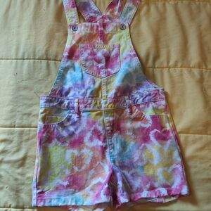 The Children's Place Tie-Dye Overalls in Pink, Blue, and Yellow